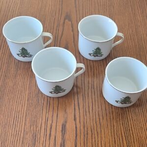 Holiday Hostess Tienshan White Porcelain Mugs with Green Tree Accent - Set of 4